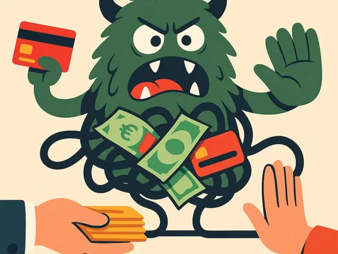 Mostro verde fatto di cavi e banconote blocca il flusso di denaro tra casinò e giocatore, rappresentando i gateway di pagamento.