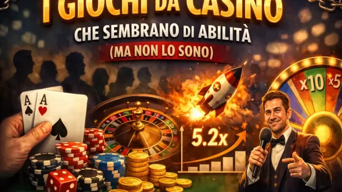 Giochi da casinò che sembrano di abilità come blackjack, roulette, giochi live e crash game