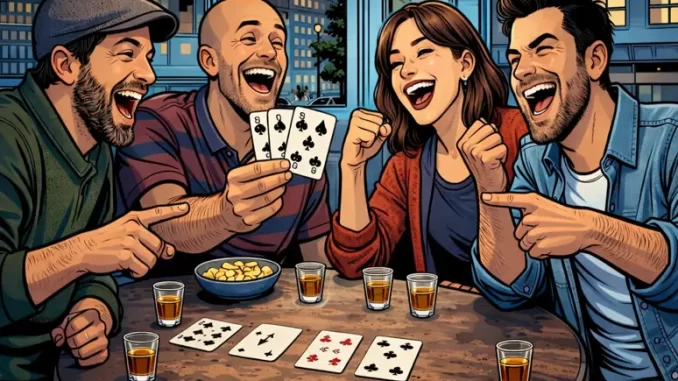 mici che giocano a cirulla attorno a un tavolo con carte italiane