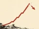 Grafico stilizzato di un moltiplicatore che sale e crasha, illustrazione in stile xilografia