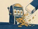 Slot machine stilizzata con una gomma che cancella le monete della vincita
